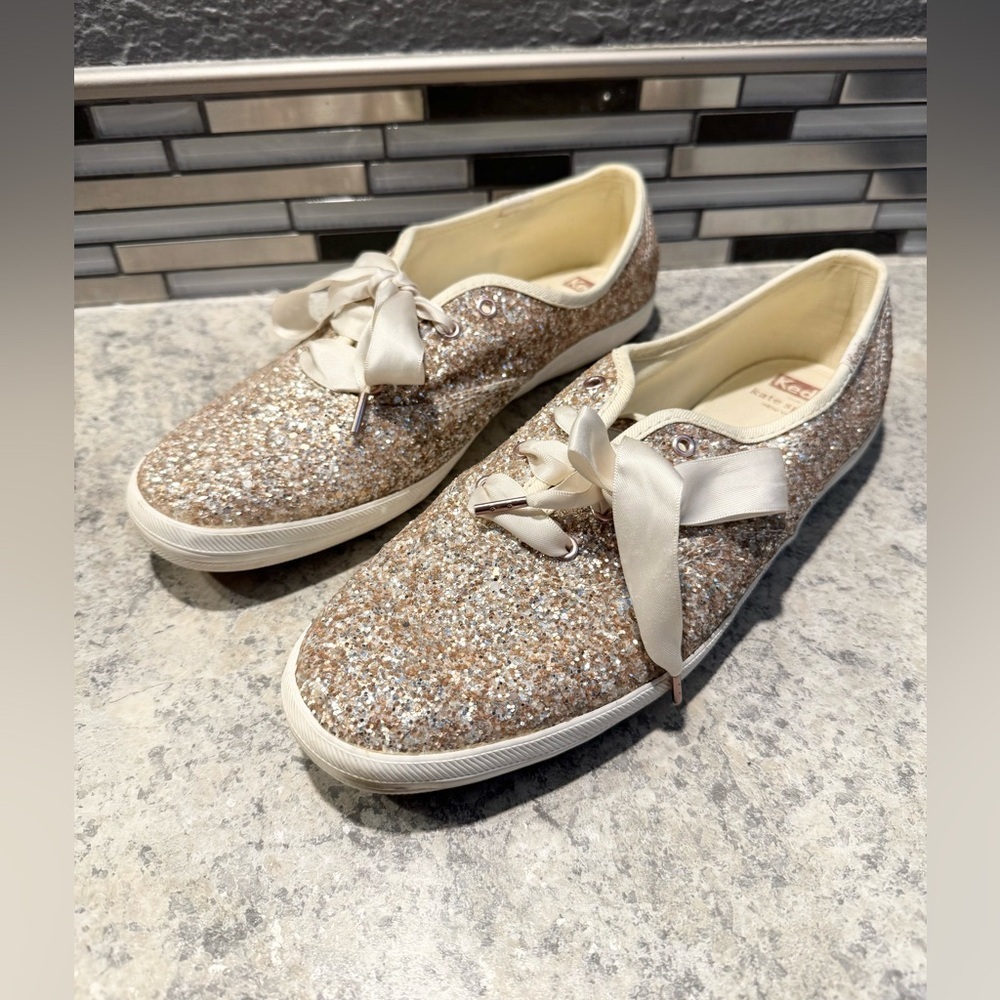 Keds X Kate Spade New York Champion Glitter Sneakers Size 9 Bridal Wedding Shoes - Picture 5 of 9